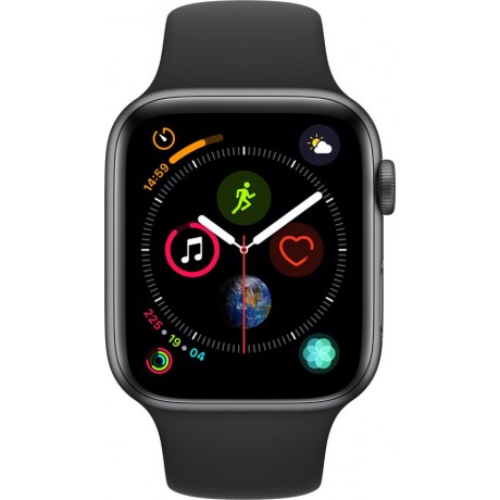 Apple Watch Series 4 , 40mm Space, Gray Aluminum, Case with Black, Sport Band, GPS, watch OS  5