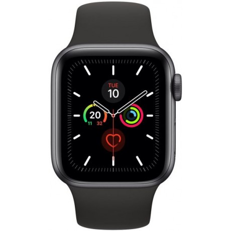 Apple Watch Series 5 - 40mm Space Grey Aluminium Case with Black Sport Band, GPS, watchOS 6, MWV82AE/A
