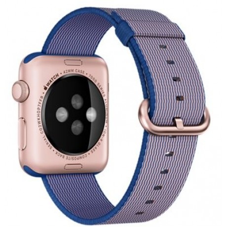 Apple Watch Sport - 42mm Rose Gold Aluminum Case with Royal Blue Woven Nylon Band, MMFP2