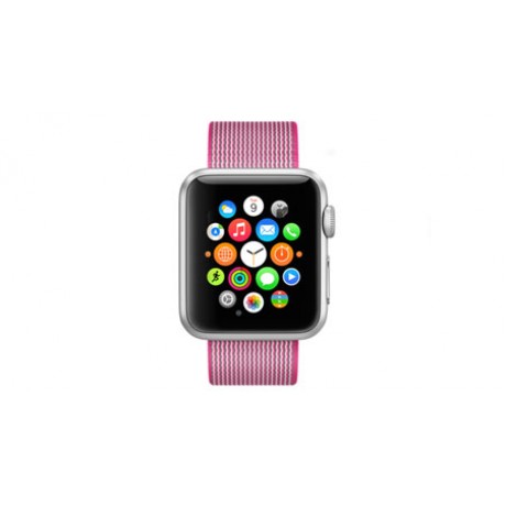 Apple Watch Sport - 38mm Silver Aluminum Case with Pink Woven Nylon Band, MMF32