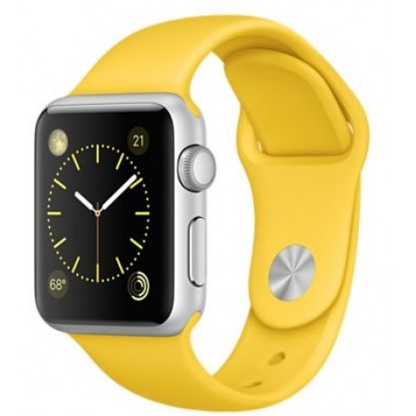 Apple Watch Sport - 38mm Silver Aluminum Case with Yellow Sport Band, MMF02