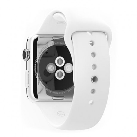 Apple Watch - 42mm Stainless Steel Case with White Sport Band, MJ3V2