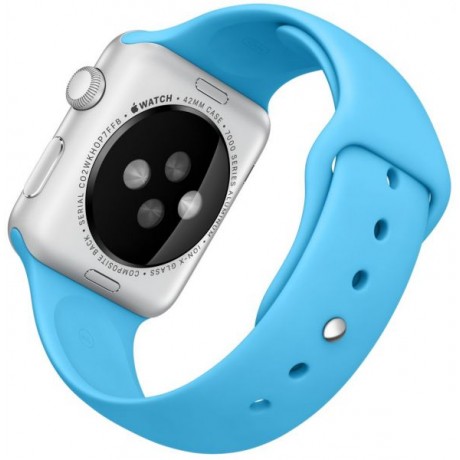 Apple Watch - 42mm Silver Aluminum Case with Blue Sport Band, WatchOS 2, MLC52