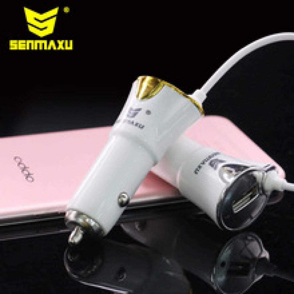 Car Charger,Senmaxu,2 in 1 USB Car Charger ABS Fireproof Material Fast Charging Car Charger