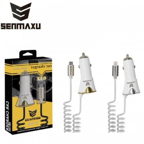 Car Charger,Senmaxu,2 in 1 USB Car Charger ABS Fireproof Material Fast Charging Car Charger