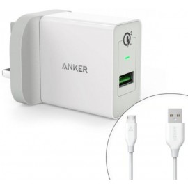 فيش جداري من أنكر B2013K11 مع كابل ومنفذ يو إس بي,شحن سريع، اللون أبيض