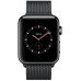 ساعة ابل سيريس 3 , 42 ملم ,هيكل من الستانلس ستيل ,لون اسود ,مع حافظة ميلانييز سوداء ,نظام تحديد الموقع العالمى + خلوى ,نظام تشغبل 4