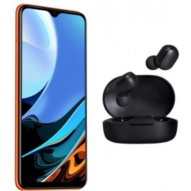 موبايل شاومي ريدمي 9T بشريحتين اتصال - شاشة 6.53 بوصة، 64 جيجابايت، 4 جيجابايت رام، شبكة الجيل الرابع ال تي اي - برتقالي صن رايز مع سماعات لاسلكية شاومي مي ترو Basic 2