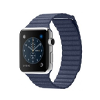 Apple Watch - 42mm Stainless Steel Case with Bright Blue Leather Loop Band, MJ462