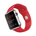 Apple Watch - 42mm Stainless Steel Case with Red Sport Band, WatchOS 2, MLLE2